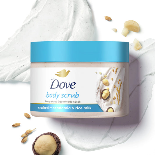 Dove Exfoliating Body Scrub, Macadamia & Rice Milk 225ml