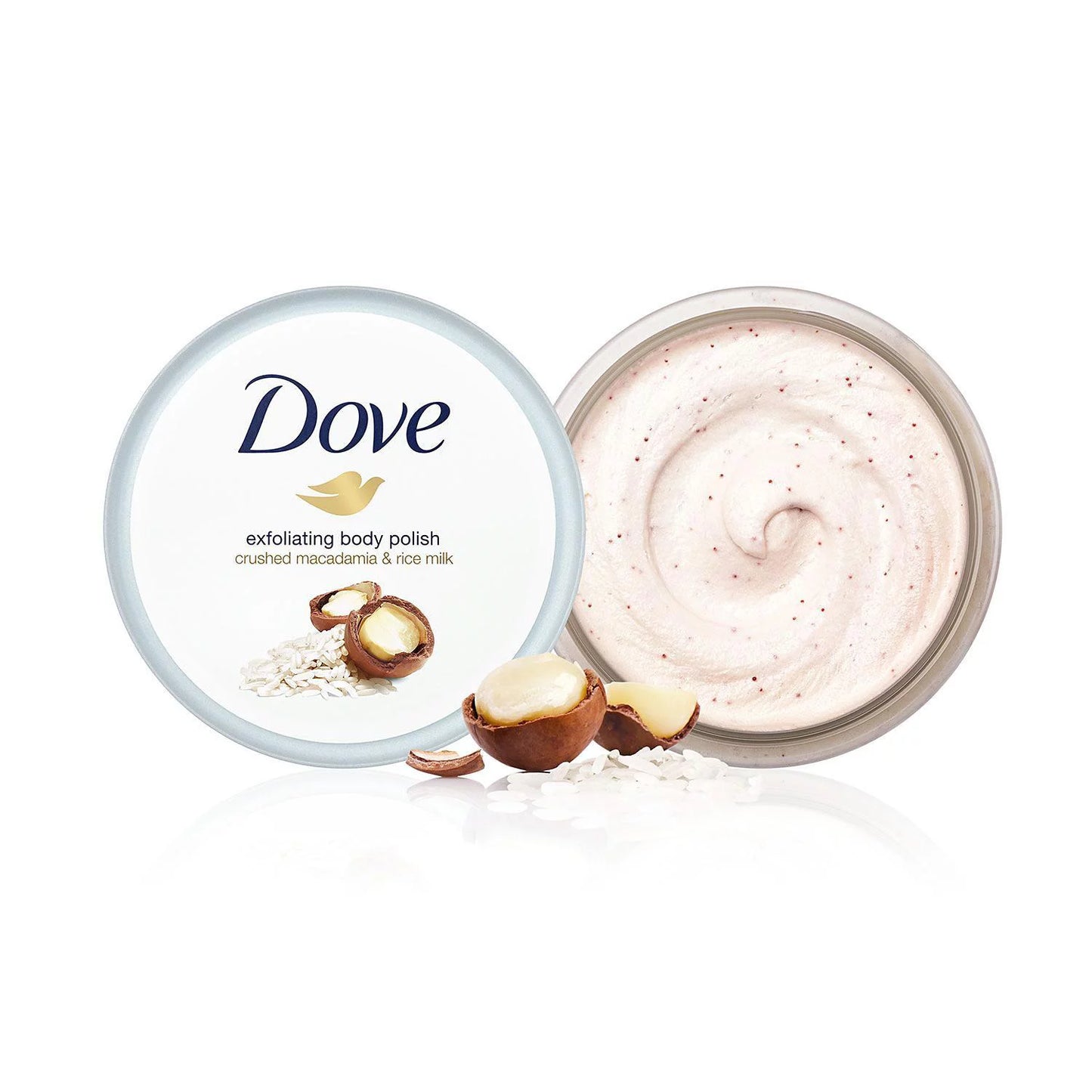 Dove Exfoliating Body Scrub, Macadamia & Rice Milk 225ml